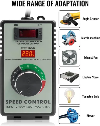 Miniatura 2 de Controlador de velocidad variable Controlador de velocidad de motor de CA para router Rheostat Extractor Drill, regulador de voltaje electrónico