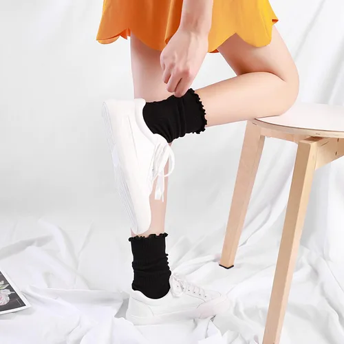Miniatura 4 de Mcool Mary Calcetines para mujer, con volantes, estilo casual, transpirables, de punto, de algodón, con volantes, paquete de 6