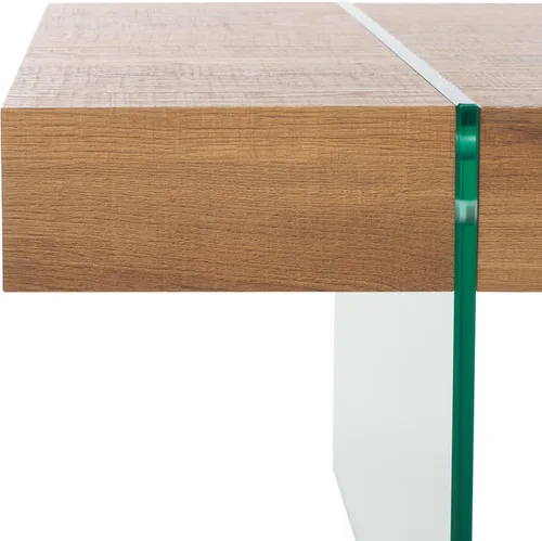 Miniatura 4 de SAFAVIEH Home Collection Jacob - Mesa de centro rectangular con patas de cristal transparente y parte superior marrón natural