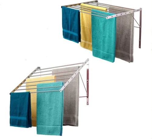 Smartsome | Montaje en la pared | Estante de secado de ropa | 22 pulgadas de ancho | Capacidad de 15 pies lineales | 8 varillas de acero inoxidable