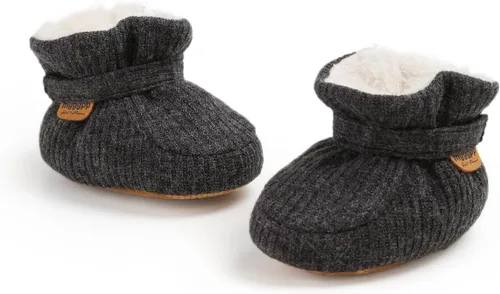 Miniatura 130 de Botines de forro polar para bebés, niños y niñas, pantuflas antideslizantes con agarre suave, zapatos de calcetín para recién nacidos, cuna