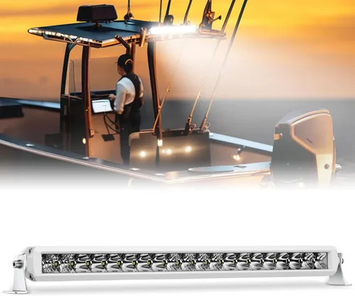 Miniatura 25 de Barra de luz LED de 12 pulgadas EK ENNOKING de doble fila, foco marino blanco, alta luminosidad, 100 W, luz LED de haz puntual y de inundación, luz