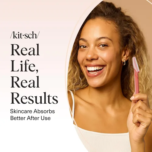 Miniatura 8 de Kitsch Dermaplane Maquinilla de Afeitar para Rostro de Mujer – Maquinillas de Afeitar Faciales para Mujeres y Hombres, Recortadora de Cejas y Coral