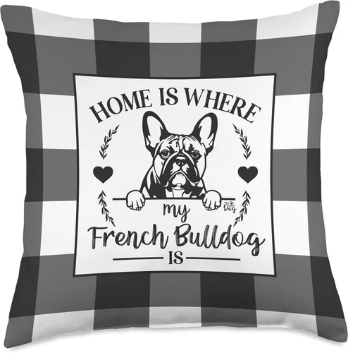 Miniatura 5 de My Home Dog Home is Where My French Bulldog is-Farmhouse - Almohada de búfalo a cuadros, 16 x 16 pulgadas, multicolor