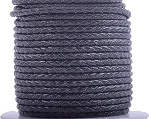 Miniatura 28 de KONMAY 2 yardas 8.0mm Cordón redondo de cuero trenzado auténtico marrón antiguo para corbata de bolo
