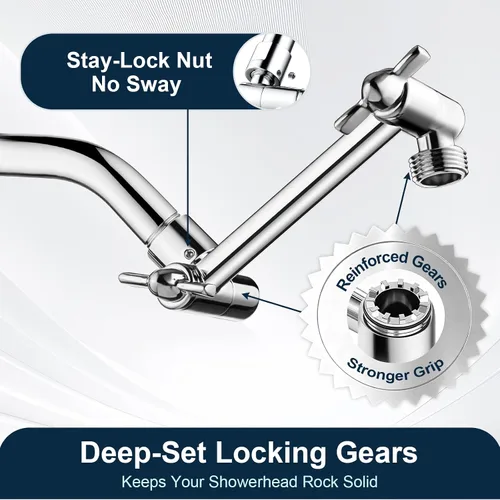 Miniatura 3 de BRIGHT SHOWERS Extensor de brazo de ducha de latón para lluvia y cabezal de ducha de mano, brazo de extensión universal de 5 pulgadas, altura y Cromo