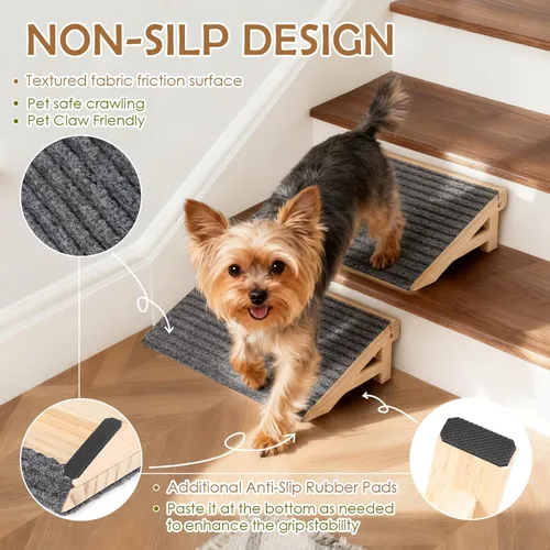 Miniatura 5 de Paquete de 1 rampa de escaleras para perros pequeños y mayores, escalones antideslizantes de madera para mascotas, rampa de asistencia para perros