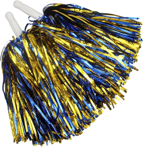 Miniatura 13 de Hooshing 12/24 unidades de pompones para porristas, pompones esponjosos metálicos brillantes para equipo de equipo deportivo, espíritu de fiesta