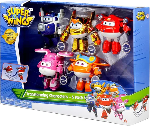 Miniatura 6 de Super Wings Paquete de 5 figuras de acción transformables Jett, Paul, Dizzy, Golden Boy y Sunny para niños preescolares de 3 a 5 años