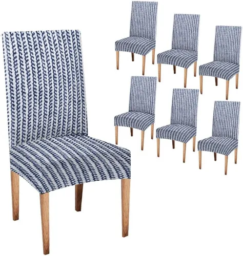 Miniatura 108 de CAPSCEOLL Juego de 4 fundas elásticas para sillas Parsons de color marrón y gris, universales, extraíbles y lavables, fundas de asiento protectoras