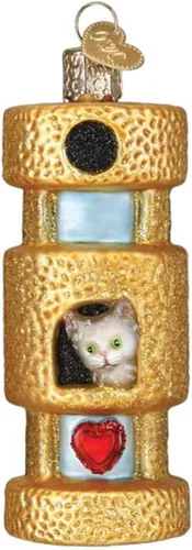 Miniatura 16 de Old World Christmas Adorno de cristal soplado de gatito del Himalaya gris para árbol de Navidad, decoración navideña artesanal, colección de gatos