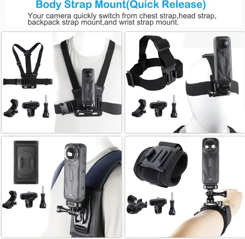 Miniatura 8 de Kit de accesorios para Insta360 One X5/X4/X3/X2/X, One R, X y GoPro Hero 9, nueva montura de enganche rápido para la cabeza + arnés de montaje