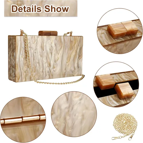 Miniatura 3 de YYW Monederos de mano de acrílico para mujer de boda bolso cruzado de noche multicolor con cadena desmontable