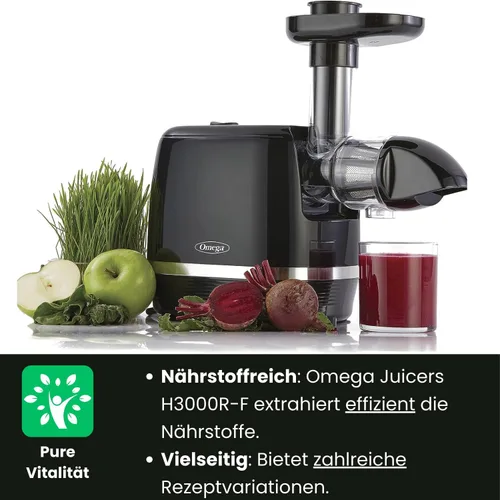 Miniatura 3 de Omega Exprimidor H3000R Extractor de masticación lenta, 150 vatios, color negro