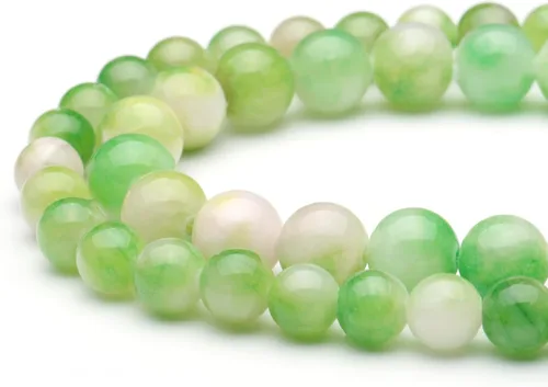 Miniatura 2 de Youngbling Cuentas de piedras preciosas naturales para la fabricación de joyas, cuentas de piedra lisa pulida de jade verde blanco pulido redondo