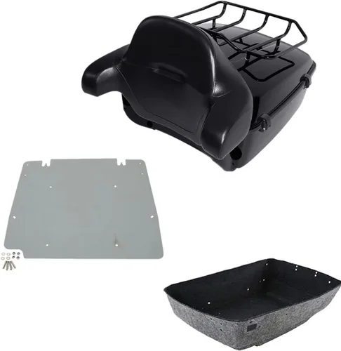 Miniatura 27 de TCMT King - Caja para maletero de motocicleta, almohadilla para respaldo, portaequipajes, altavoces, luces laterales, luz trasera para Harley
