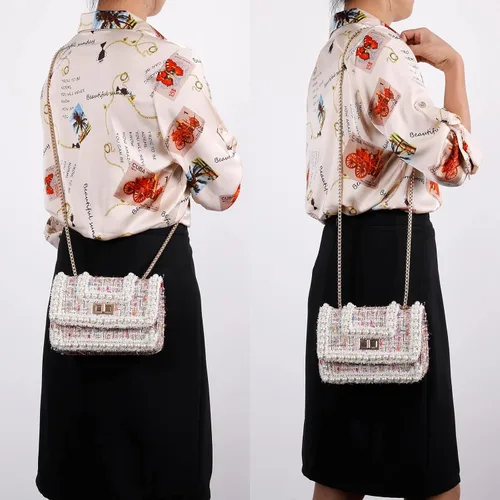 Miniatura 2 de Qiayime Monederos y bolsos de mano para mujer, moda con asa superior, bolso de hombro con cadena de cuentas de perlas