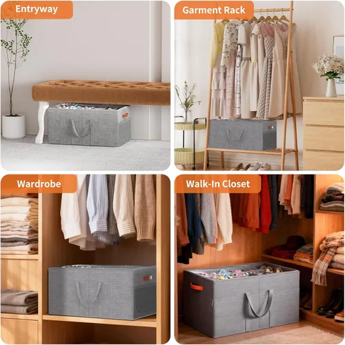 Miniatura 7 de Aokeyee Paquete de 2 organizadores de zapatos para armario, caja grande de almacenamiento de zapatos con capacidad para hasta 48 pares, organizador