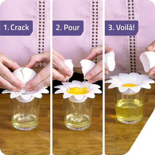Miniatura 7 de Peleg Design Separador de huevos de plástico de margarita, divisor de yema de clara de huevo, utensilios de cocina, herramientas para hornear