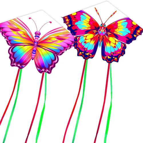 HENGDA KITE 2 Pack Butterfly Kite,for Kids and Adults,Easy to Fly,Excellent Fabric and Structure Design,The Pictures are Beautiful in high