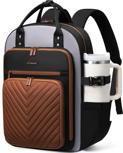Miniatura 28 de LOVEVOOK Mochila para laptop para mujer, mochila de trabajo de moda con puerto USB, mochilas impermeables para el trabajo., Caqui-beige, 15,6 pulg.