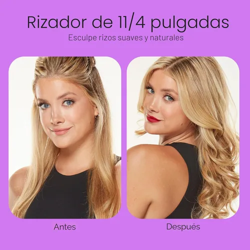 Miniatura 11 de Conair Rizador de cerámica doble de 1 ¼ pulgada, barril de 1 ¼ pulgada crea rizos sueltos, rizador de pelo para uso en cabello medio y largo