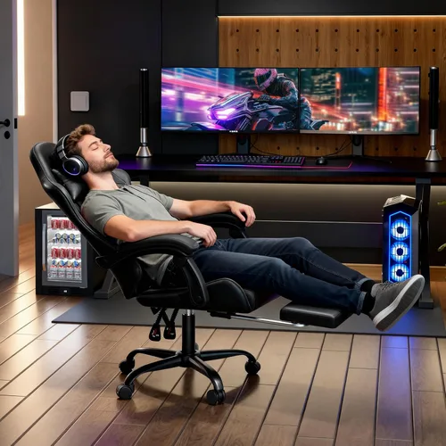 Miniatura 4 de Magshion Silla de juegos, silla ergonómica para computadora con reposabrazos de acoplamiento, silla de videojuegos de altura ajustable con Negro