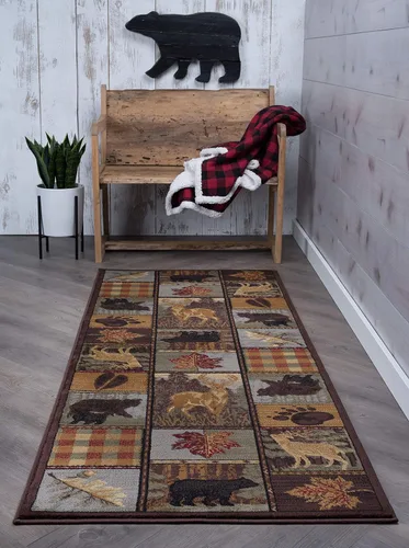 Colorblock Wildlife - Alfombra multicolor de 3 x 8 pies para pasillo, pasarela, entrada o vestíbulo, logia, novedad