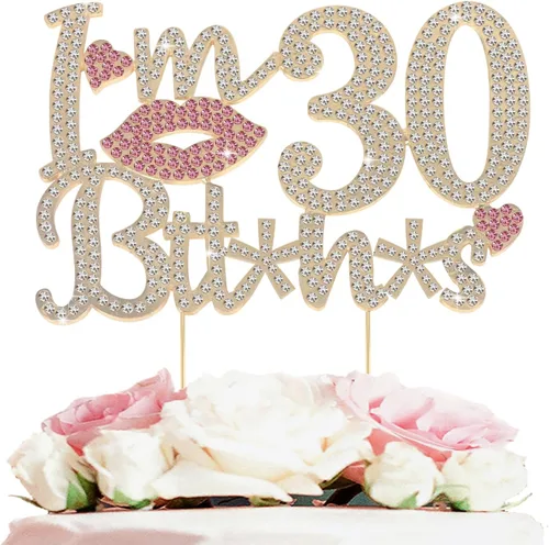 Miniatura 25 de ¡Soy el topper de pastel de cumpleaños número 15 divertido en oro y rosa con strass - ¡Feliz cumpleaños número 15, saludos a los quince años!