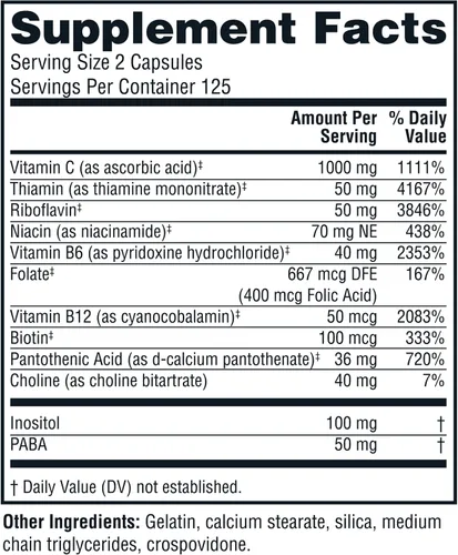 Miniatura 2 de Twinlab Stress B-Complex Caps - Suplemento de apoyo energético con cápsulas de vitamina B12 y B6-250