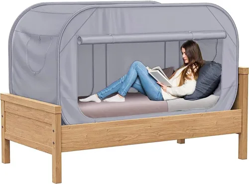 Miniatura 7 de Skywin TidyFriend - Tienda de campaña para cama doble, toldo de privacidad pop-up y tiendas de cama para niños y adultos – Acogedora, que bloquea