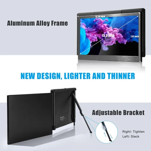 Miniatura 3 de Alecewey P2 PRO - Monitor portátil triple para pantalla de laptop, pantalla IPS FHD de 13.3 pulgadas 1080p, soporte Type-C/PD/TF, MacBook M1/M2