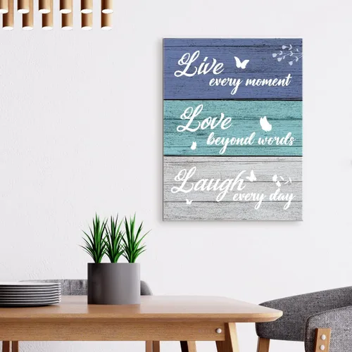 Miniatura 3 de Letrero con cita en lienzo enmarcado con texto en inglés "Live Love Laugh Love", decoración de pared para el hogar, cocina, comedor, sala de estar