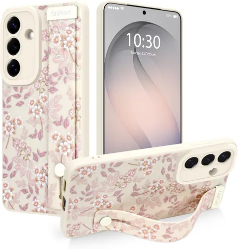 Miniatura 57 de Funda magnética compatible con Samsung Galaxy S25 Ultra para mujeres y hombres, estética flor de durazno, correa de muñeca ajustable incorporada