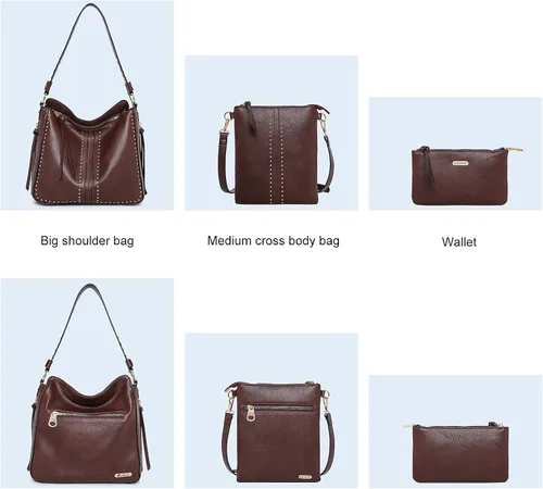 Miniatura 4 de Montana West - Bolsos de mano para mujeres aptos para porte oculto de arma. Bolsos de cuero tipo bandolera. Juego de tres piezas.