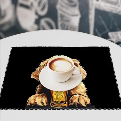 Miniatura 7 de Retriever Dog Beer Placemats Set of 6 Resistant Table Mats Washable Place Mats for Dinner Party Table Decoration
