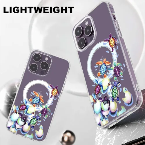 Miniatura 7 de Roemary Funda con Tortugas Arcoíris para iPhone 13 con Diseño MagSafe, Funda Transparente de TPU con Carga Inalámbrica Magnética para iPhone 13