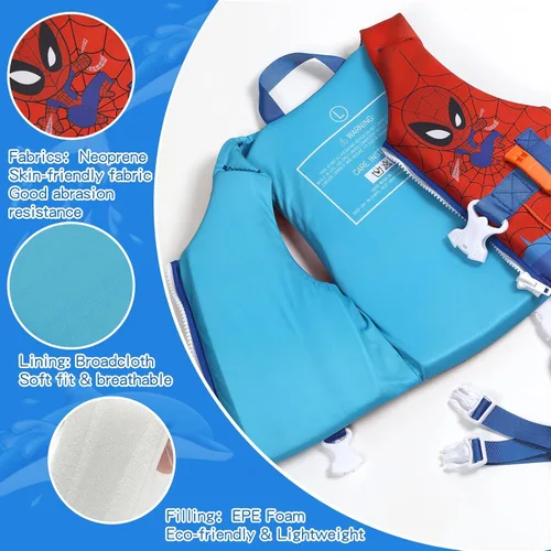Miniatura 3 de Chaleco de natación para niños pequeños con doble correa de seguridad ajustable para niños de 1 a 9 años en adelante, chaqueta de natación