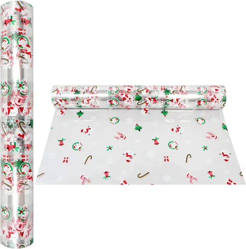 Miniatura 4 de AnapoliZ Rollo de Envoltorio de Celofán Navideño 100 Pies de Largo X 16 Pulgadas de Ancho 2.3 Mil de Grosor, Cristalino Transparente con Diseños