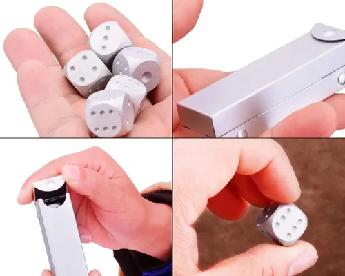 Miniatura 6 de DS. DISTINCTIVE STYLE Dados de aleación de aluminio 5 piezas 16 mm, dados de metal portátiles con estuche, dados de 6 caras para juego de fiesta