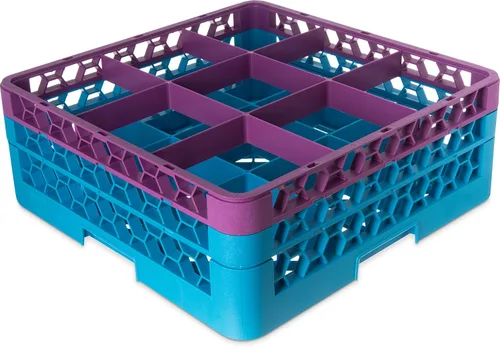 Miniatura 66 de Carlisle FoodService Products RG9-214 OptiClean Estante de vidrio con 9 compartimentos con 2 extensores, 7.12 pulgadas, polipropileno, azul