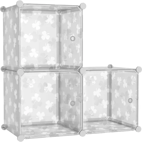 Miniatura 10 de C&AHOME Organizador de almacenamiento en cubos con puertas, estantes de 6 cubos, estantería modular de plástico DIY, estantería de almacenamiento