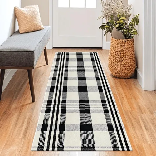 Miniatura 27 de Alfombra Buffalo Plaid Pequeña a Cuadros 2x3 Pies (61x91 cm) Naranja y Negro, Tapete para Puerta Delantera, Navidad Halloween Acción de Gracias