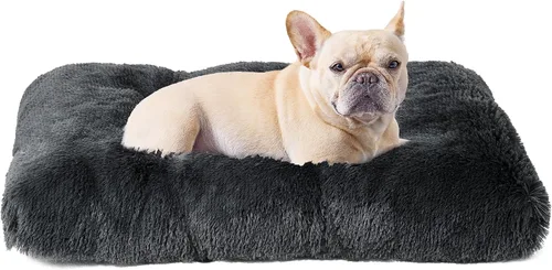 Miniatura 22 de EHEYCIGA Cama Esponjosa para Jaula de Perros Grandes, Almohadilla de Jaula de Piel Sintética Afelpada, Cama Calmante Anti-Ansiedad para Perros Negro