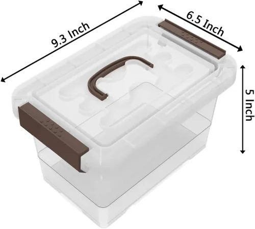 Miniatura 2 de WYT Caja de almacenamiento transparente, paquete de 6 contenedores organizadores de almacenamiento con asa de pestillo y tapas, 3.5 cuartos de galón