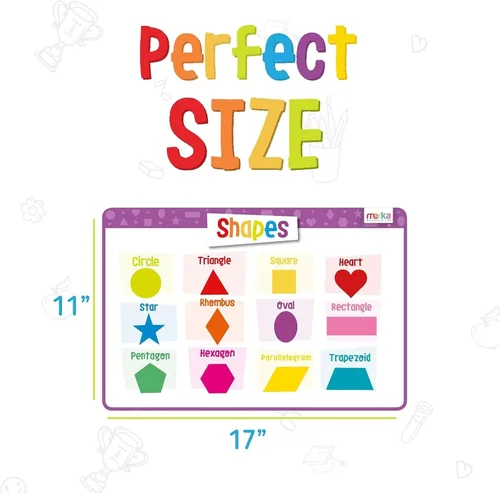 Miniatura 4 de Merka Paquete de 4 manteles individuales educativos para niños y niños pequeños, reutilizable, lavable con agarre seguro en la parte trasera