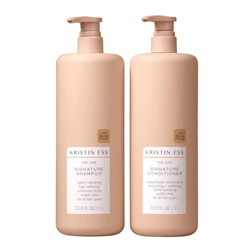 Kristin Ess Signature Set de Champú y Acondicionador con Bombas | Diario Sin Sulfatos, Seguro para el Color, Hidratante, Humectante, Añade Suavidad