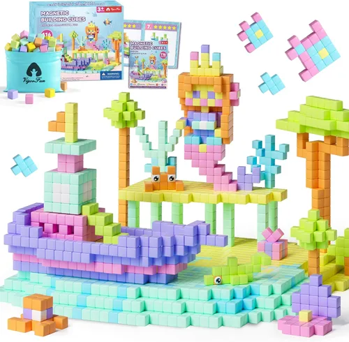 Miniatura 9 de Juego de 65 bloques magnéticos, bloques de construcción magnéticos de 1 pulgada con ojos de juguete y bolsa de almacenamiento para regalos de niños