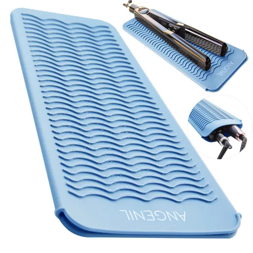 Miniatura 12 de ANGENIL - Alfombrilla de silicona resistente al calor para plancha plana, para viaje con doble voltaje, rizador de pelo, alisador de cabello, Rubor
