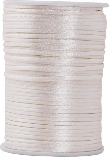 Miniatura 43 de Mandala Crafts Cordón de Satén de Nailon 2mm Cordón Rattail Champagne - 100 Yardas Cordón de Nailon Chino para Nudos Cordón de Seda Cola de Rata